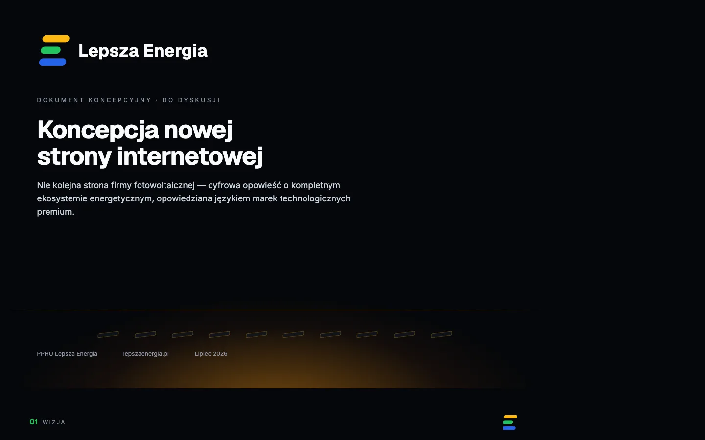 Dokument koncepcyjny: „Koncepcja nowej strony internetowej”, strona otwierająca